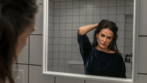 Cena do filme 'A Substância', com Demi Moore (Crédito: MUBI)