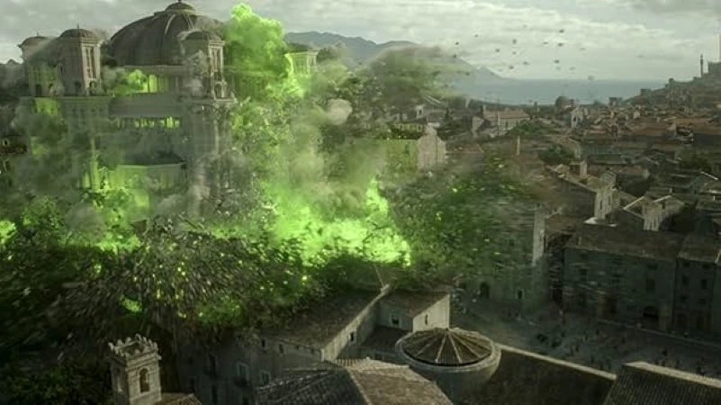 The destruction of the Sept of Baelor in ‘Game of Thrones’ series.