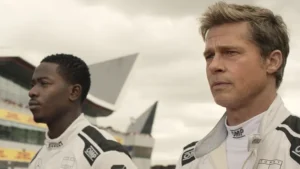 Brad Pitt and Damson Idris in a scene from F1: The Movie