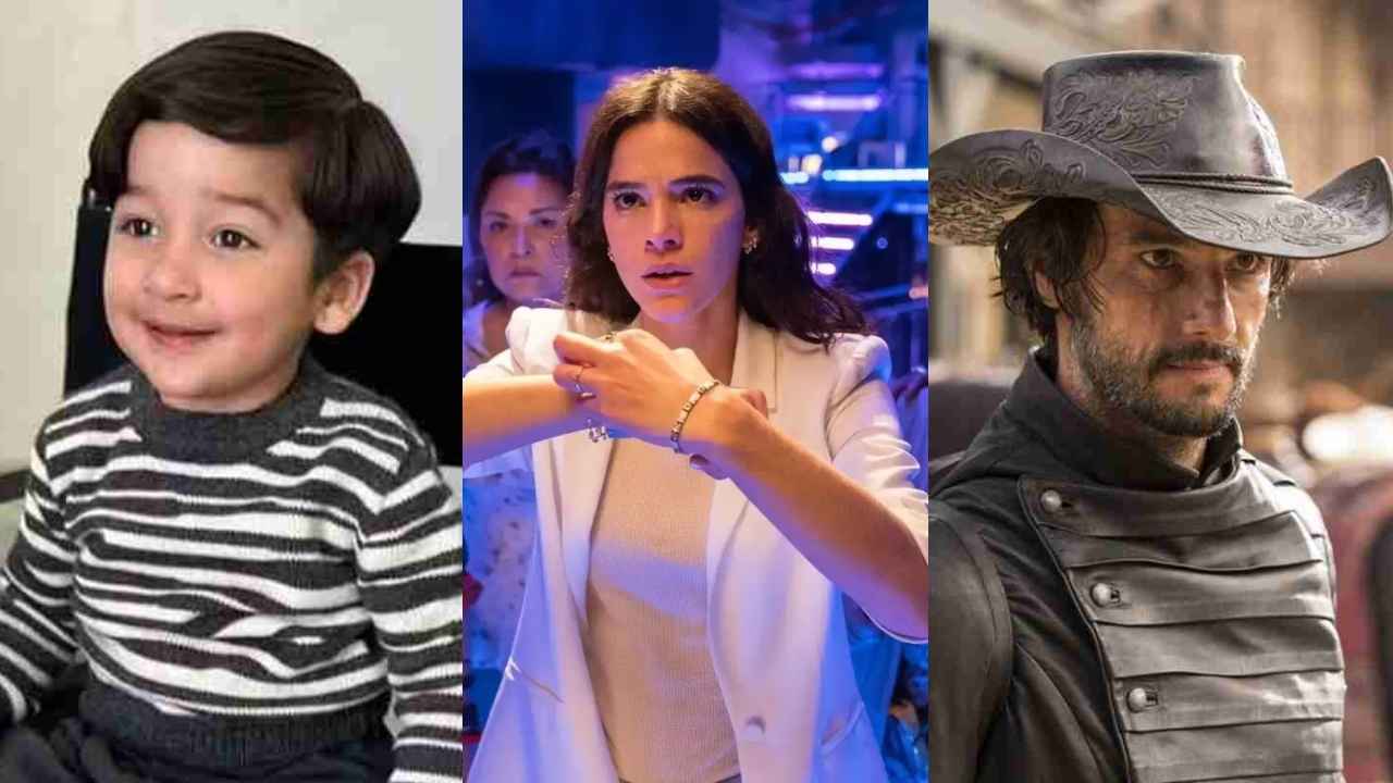 Os atores Gael Santos (Wandinha), Bruna Marquezine (Besouro Azul) e Rodrigo Santoro (Westworld). (Crédito: IMDB)