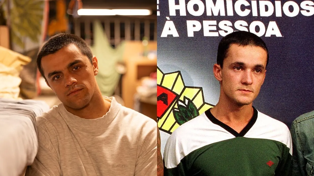 Felipe Simas (esquerda) interpreta Daniel Cravinhos (direita)