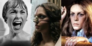 A evolução da mulher no terror: da 'Scream Girl' vulnerável em 'Psicose' (1960) e da 'Final Girl' resiliente em 'Halloween' (1978) à crítica social e ao 'body horror' de 'A Meia-Irmã Feia' (2025). (Créditos: Paramount / Divulgação / Compass International)